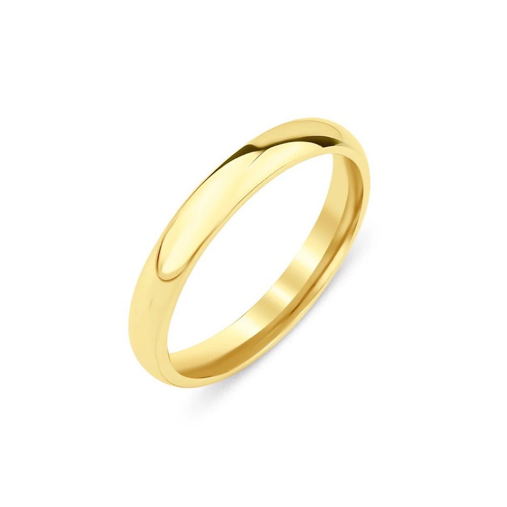 14K Gold Plated Band Ring 3 mm | Simple Dome Wedding Ring | Minimal Jewelry - Picture 6 of 10